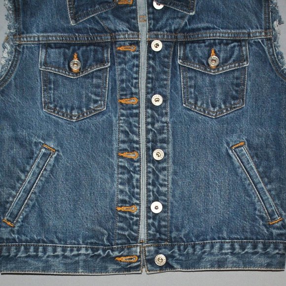 Vintage Express Bleus Jean Vest Size Medium 90s Y2K - Picture 6 of 9